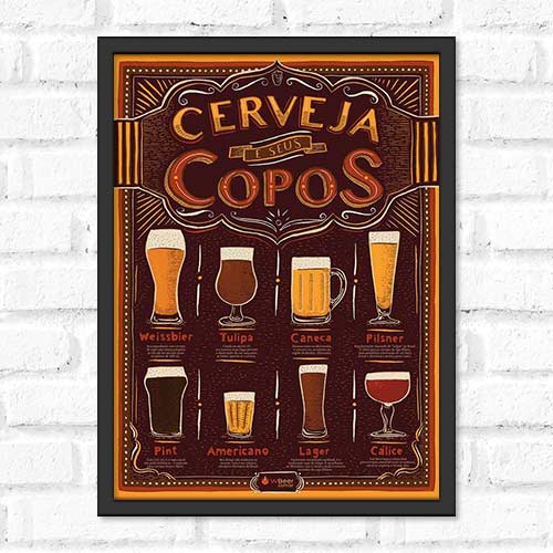 Quadro Decorativo -Cerveja e seus copos